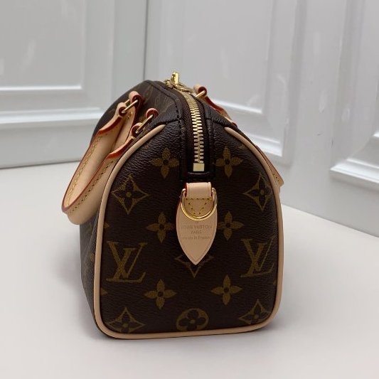 全新品 路易威登/Louis Vuitton 老花speedy20 米色肩帶芯片款-3