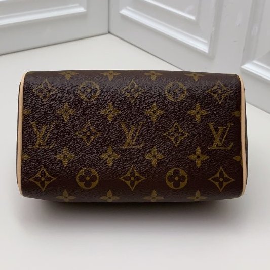 全新品 路易威登/Louis Vuitton 老花speedy20 米色肩帶芯片款-4