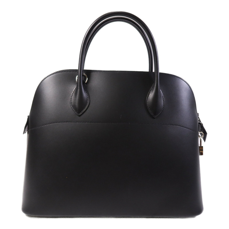 HERMES Box Calf皮革Bolide 37銀扣手挽肩背兩用袋Noir-1