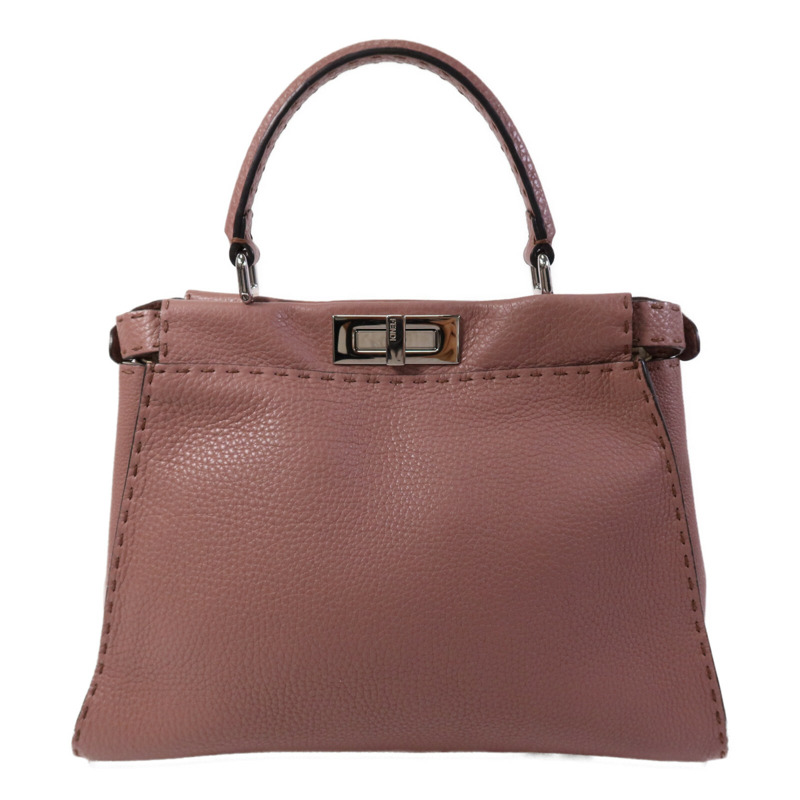 FENDI 牛皮皮革Peekaboo Medium銀扣手挽肩背兩用袋-1