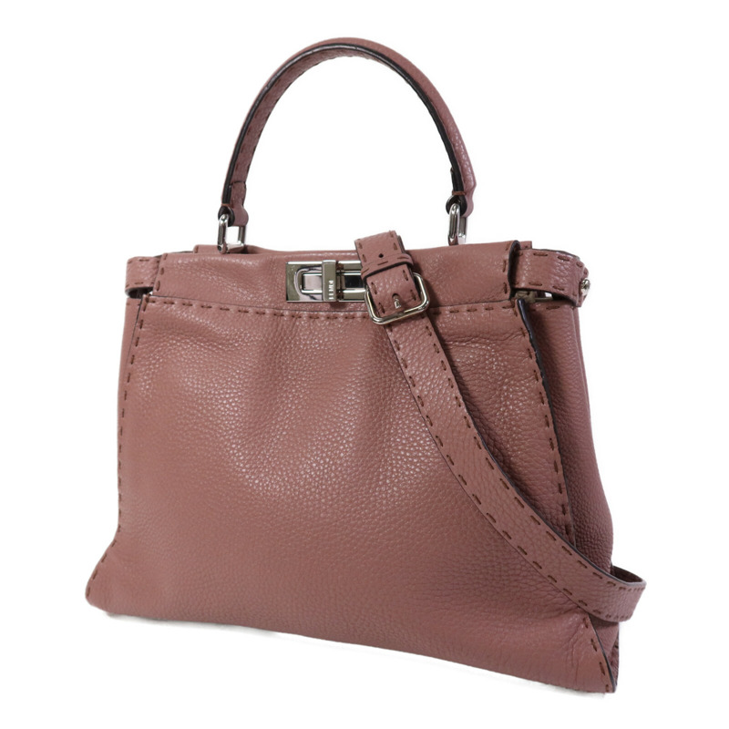 FENDI 牛皮皮革Peekaboo Medium銀扣手挽肩背兩用袋-2