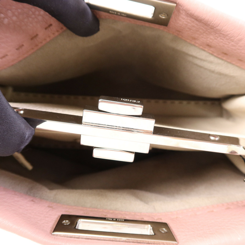 FENDI 牛皮皮革Peekaboo Medium銀扣手挽肩背兩用袋-4