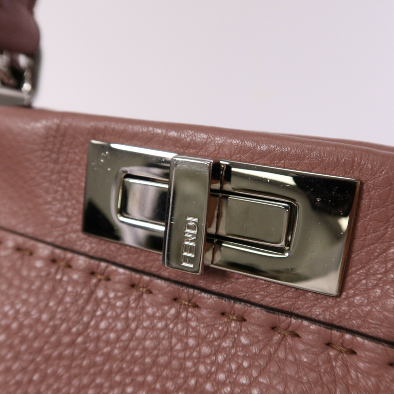 FENDI 牛皮皮革Peekaboo Medium銀扣手挽肩背兩用袋-8