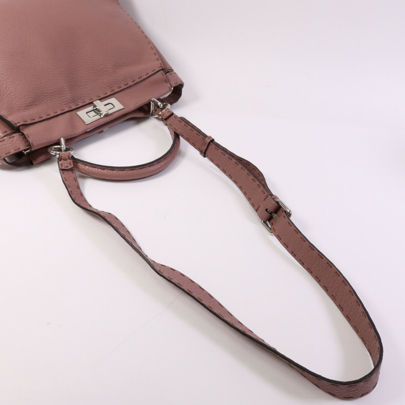 FENDI 牛皮皮革Peekaboo Medium銀扣手挽肩背兩用袋-10