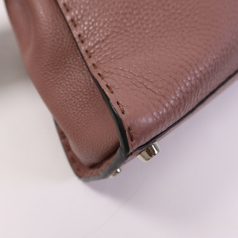 FENDI 牛皮皮革Peekaboo Medium銀扣手挽肩背兩用袋-13