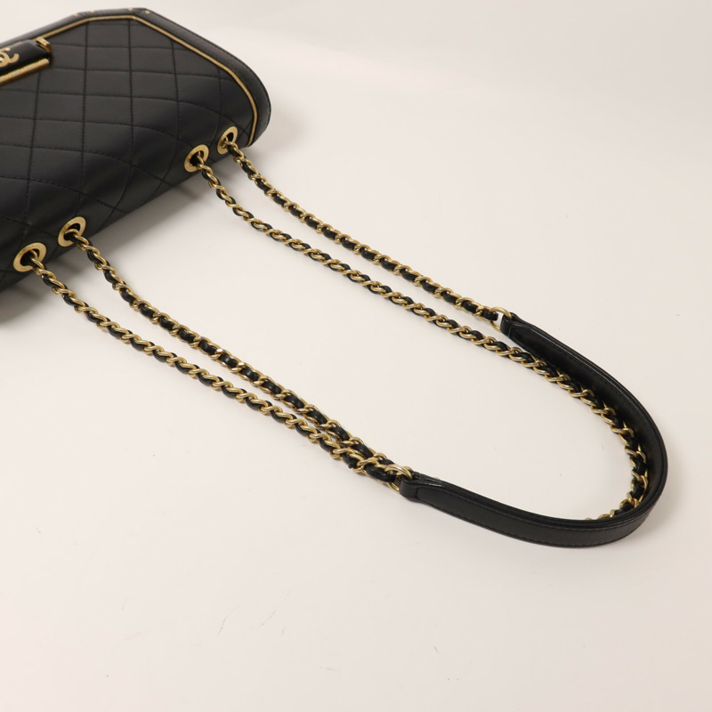 CHANEL 羊皮皮革Shoulder Bag金扣鏈帶肩背袋-7