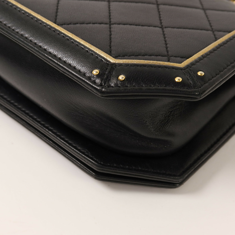 CHANEL 羊皮皮革Shoulder Bag金扣鏈帶肩背袋-13