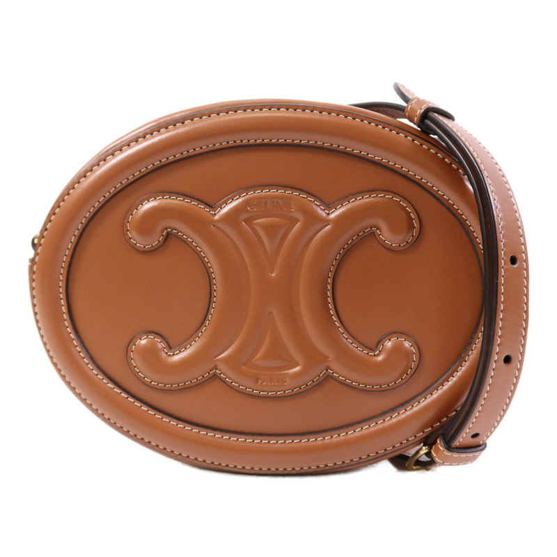 CELINE 牛皮皮革Cuir Triomphe Oval Bag金扣肩背袋-0