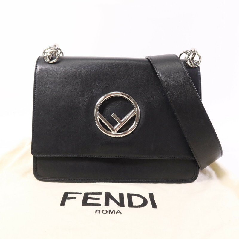 FENDI 牛皮皮革Kan I銀扣肩背袋-10