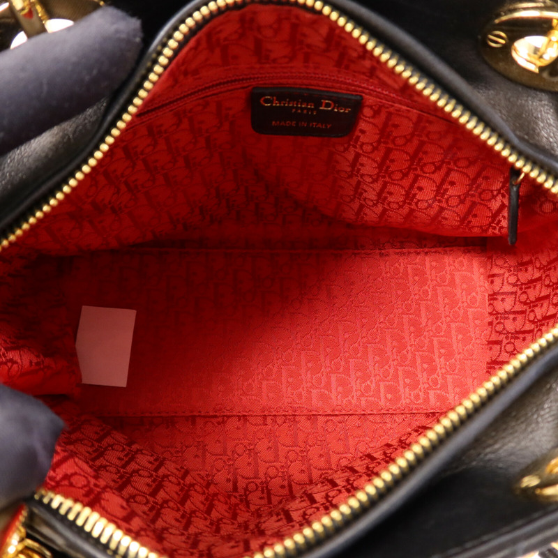 Dior 羊皮皮革Lady Dior Medium金扣手挽肩背兩用袋-4