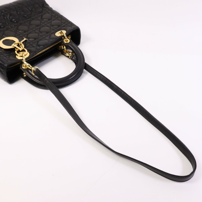 Dior 羊皮皮革Lady Dior Medium金扣手挽肩背兩用袋-9