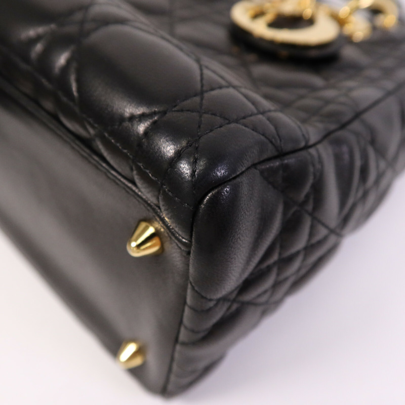 Dior 羊皮皮革Lady Dior Medium金扣手挽肩背兩用袋-11