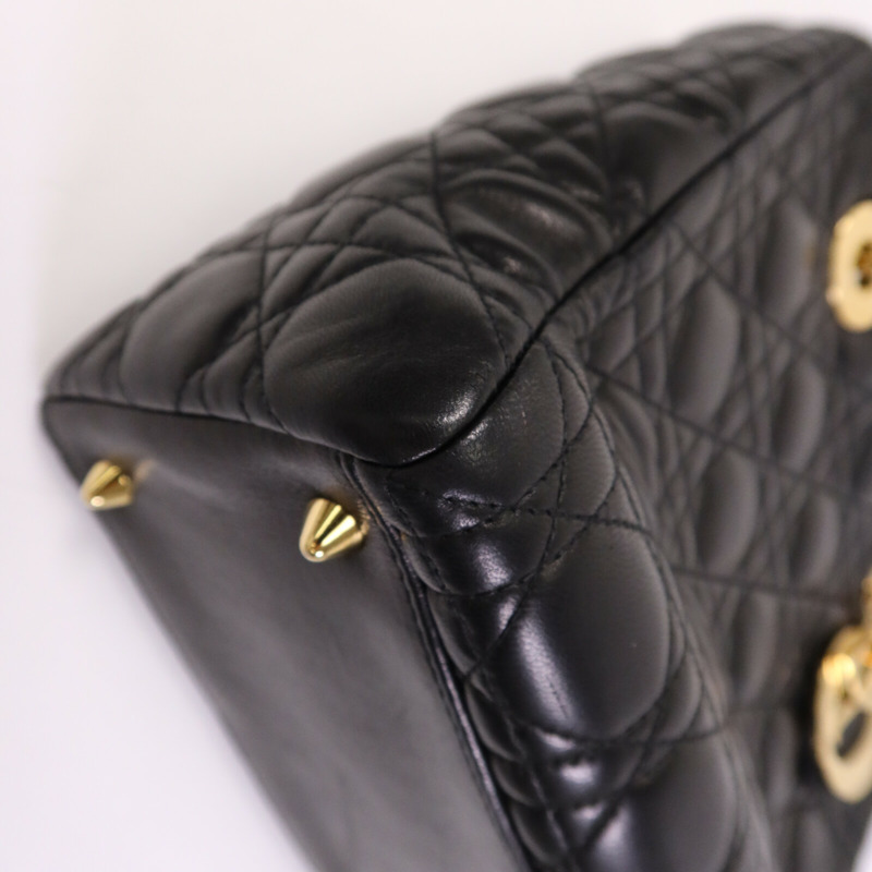 Dior 羊皮皮革Lady Dior Medium金扣手挽肩背兩用袋-12