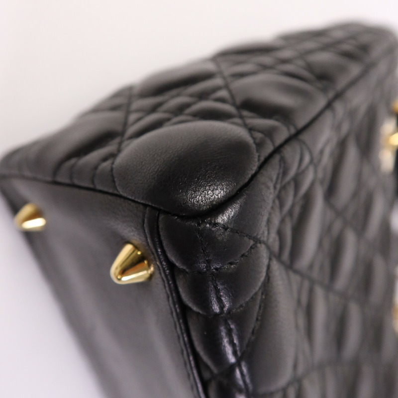 Dior 羊皮皮革Lady Dior Medium金扣手挽肩背兩用袋-14