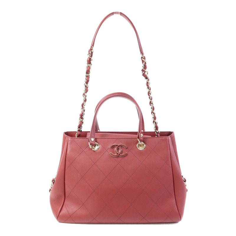 CHANEL 牛皮皮革2 Way Shoulder Bag金扣鏈帶肩背袋-0