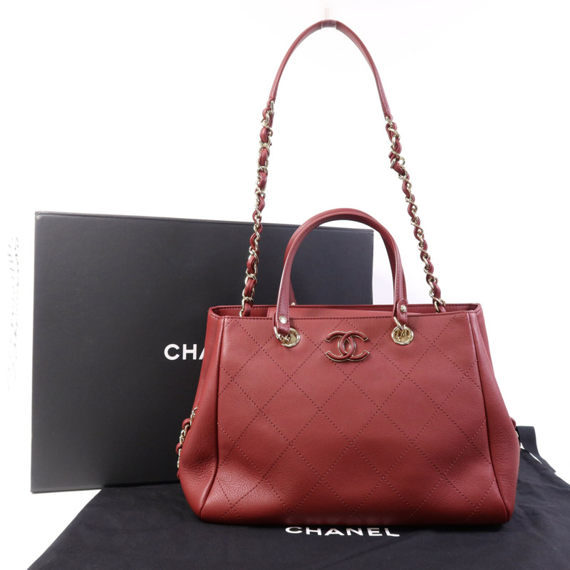CHANEL 牛皮皮革2 Way Shoulder Bag金扣鏈帶肩背袋-9