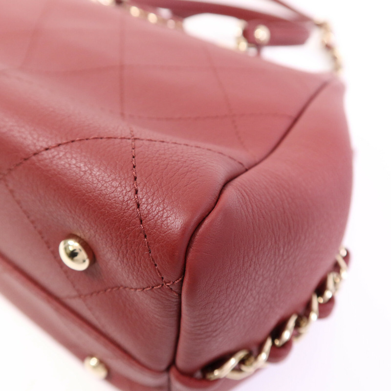 CHANEL 牛皮皮革2 Way Shoulder Bag金扣鏈帶肩背袋-10