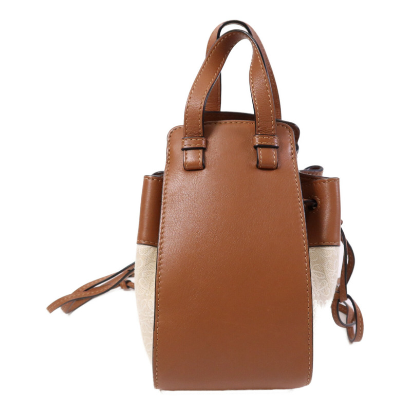 LOEWE 牛皮皮革/帆布Mini Hammock金扣手挽肩背兩用袋-1