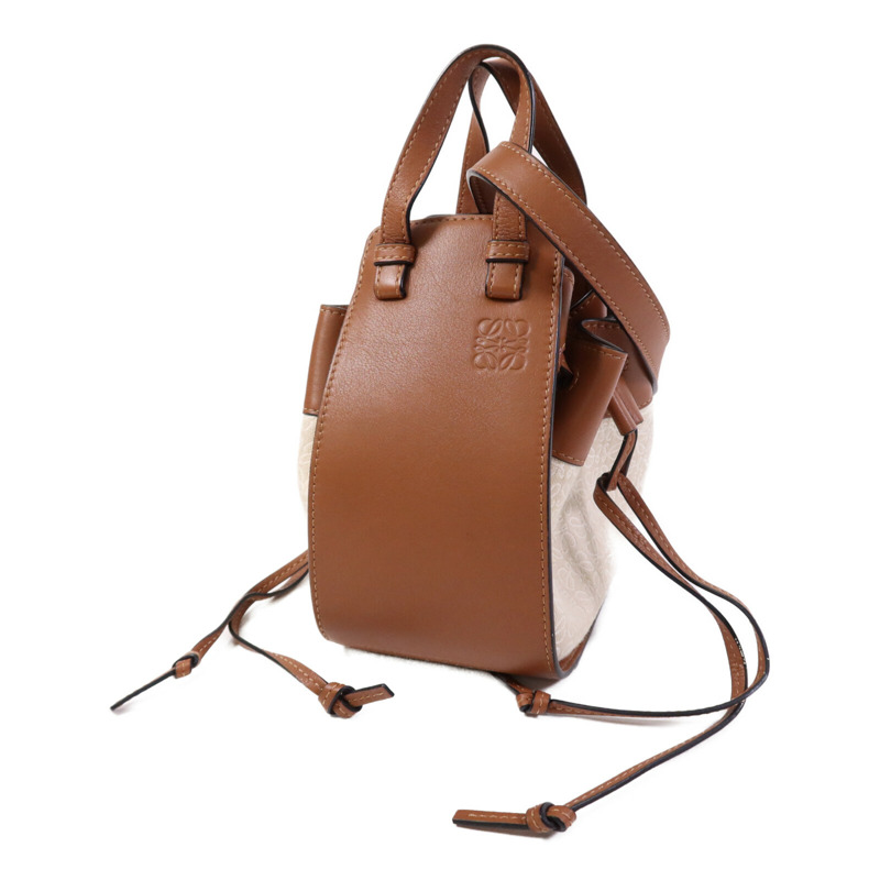 LOEWE 牛皮皮革/帆布Mini Hammock金扣手挽肩背兩用袋-2