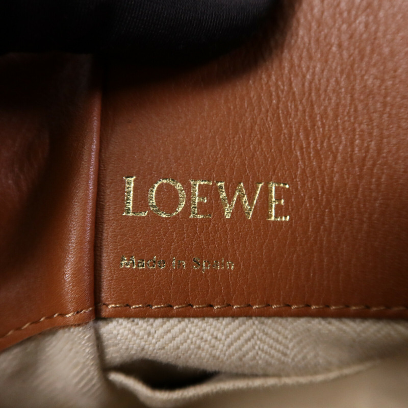 LOEWE 牛皮皮革/帆布Mini Hammock金扣手挽肩背兩用袋-5