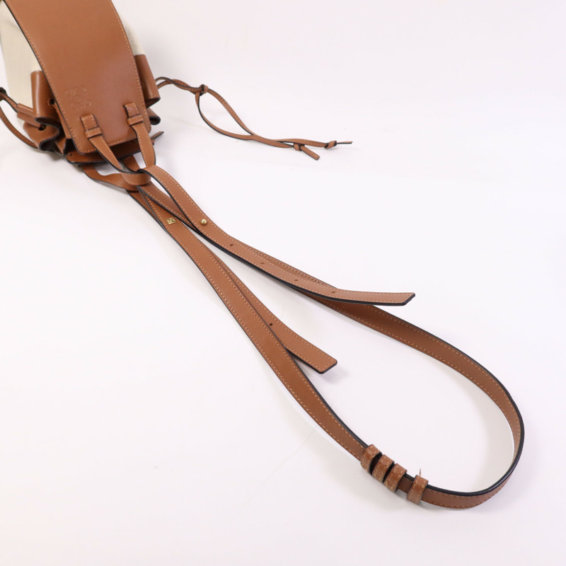 LOEWE 牛皮皮革/帆布Mini Hammock金扣手挽肩背兩用袋-8