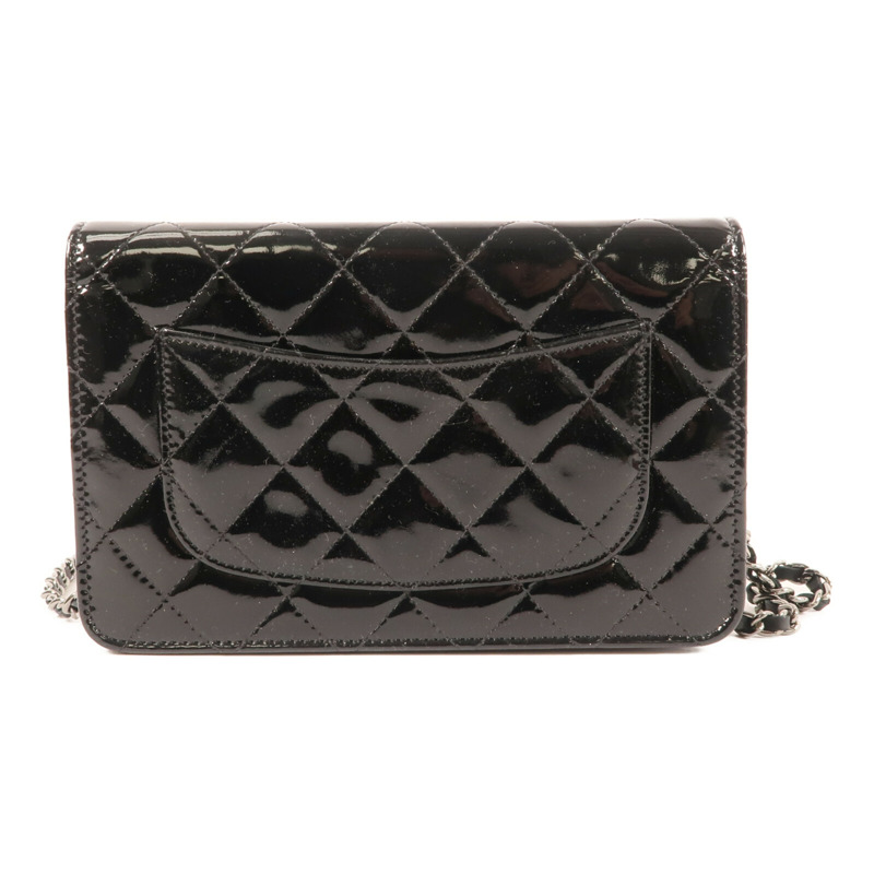 CHANEL 漆皮皮革Wallet On Chain銀扣鏈帶肩背袋-1