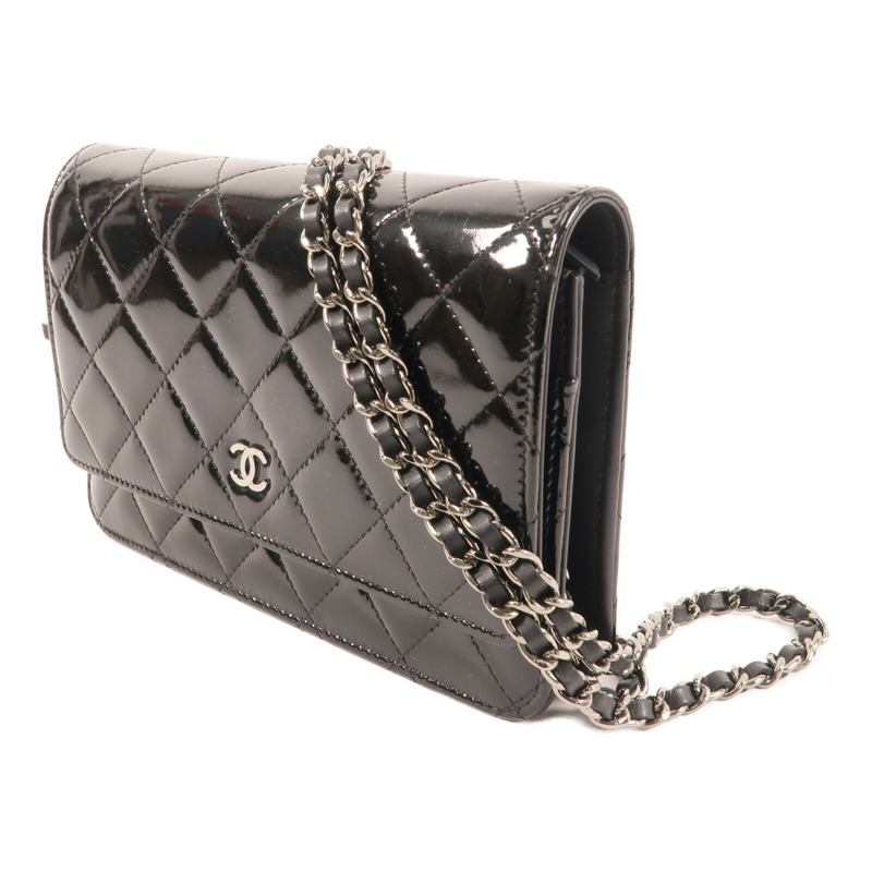 CHANEL 漆皮皮革Wallet On Chain銀扣鏈帶肩背袋-2