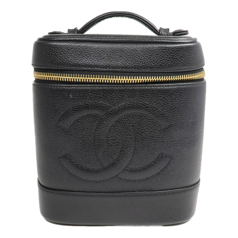 CHANEL 牛皮皮革Vintage Vanity Case金扣鏈帶手挽肩背兩用袋-0