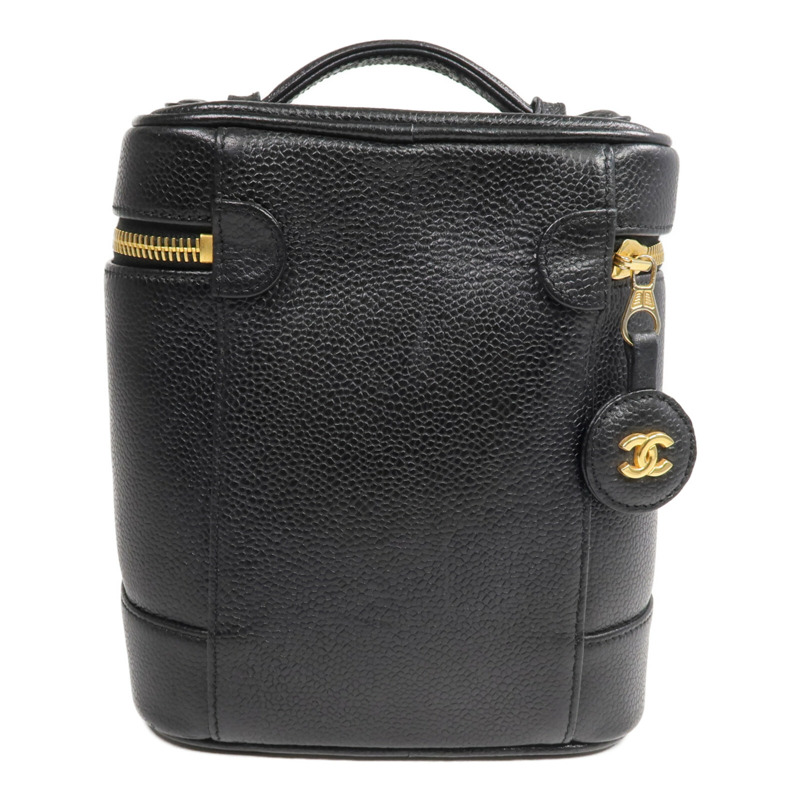 CHANEL 牛皮皮革Vintage Vanity Case金扣鏈帶手挽肩背兩用袋-1