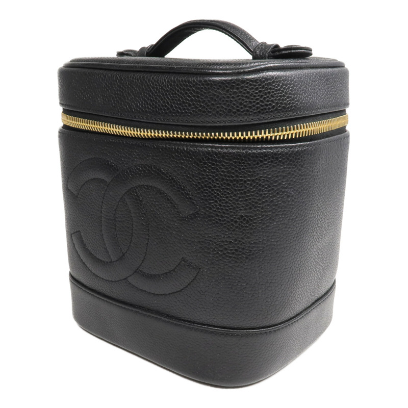 CHANEL 牛皮皮革Vintage Vanity Case金扣鏈帶手挽肩背兩用袋-2