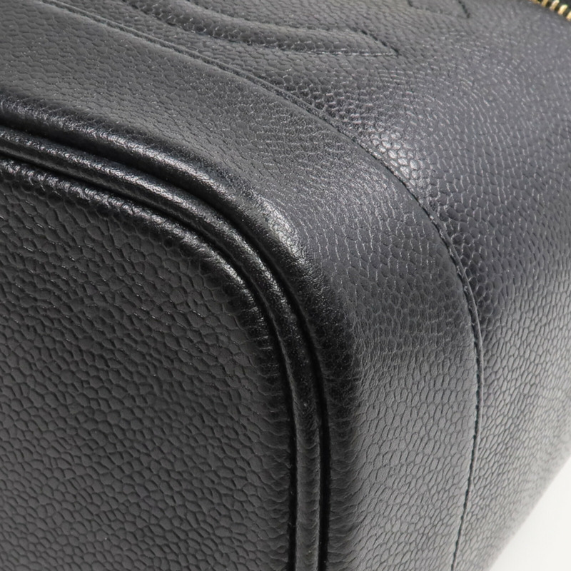 CHANEL 牛皮皮革Vintage Vanity Case金扣鏈帶手挽肩背兩用袋-4