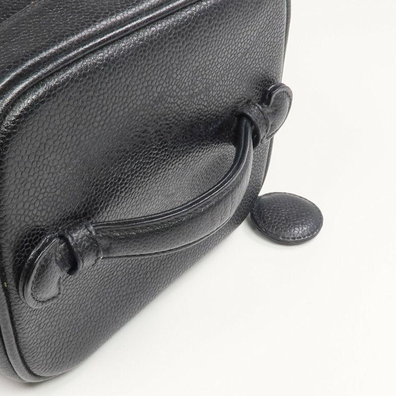 CHANEL 牛皮皮革Vintage Vanity Case金扣鏈帶手挽肩背兩用袋-8