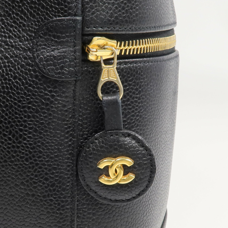 CHANEL 牛皮皮革Vintage Vanity Case金扣鏈帶手挽肩背兩用袋-9