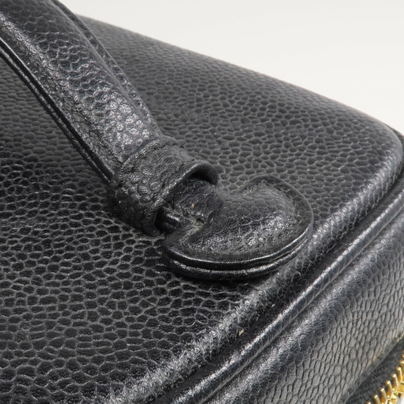 CHANEL 牛皮皮革Vintage Vanity Case金扣鏈帶手挽肩背兩用袋-10