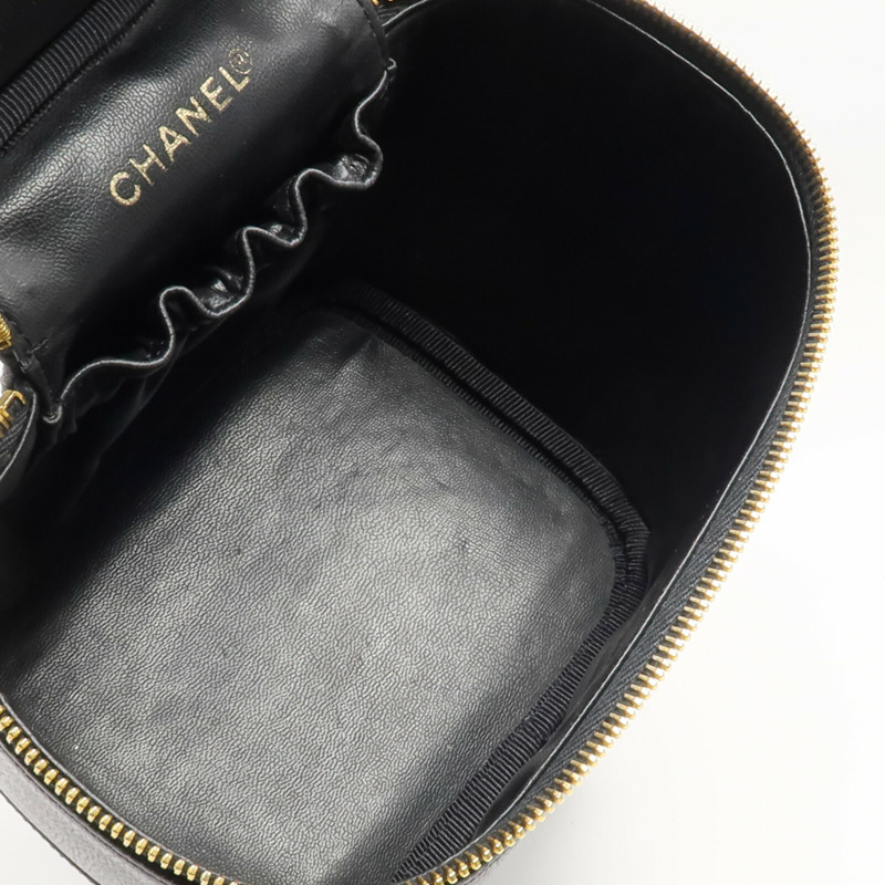 CHANEL 牛皮皮革Vintage Vanity Case金扣鏈帶手挽肩背兩用袋-12