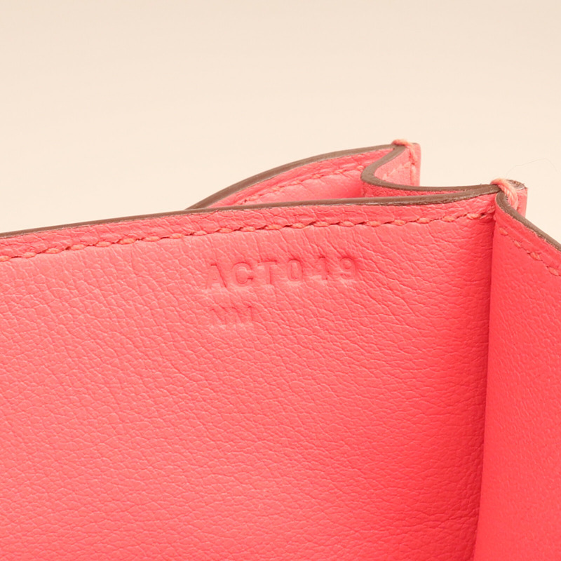 HERMES Swift皮革Mini Constance銀扣手挽肩背兩用袋Rose Azalee-13