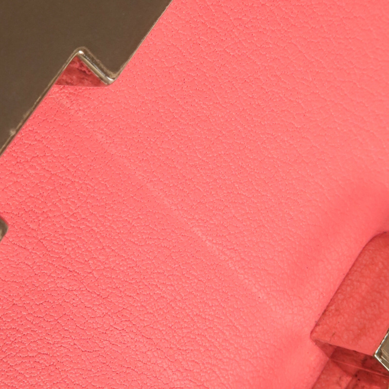 HERMES Swift皮革Mini Constance銀扣手挽肩背兩用袋Rose Azalee-16