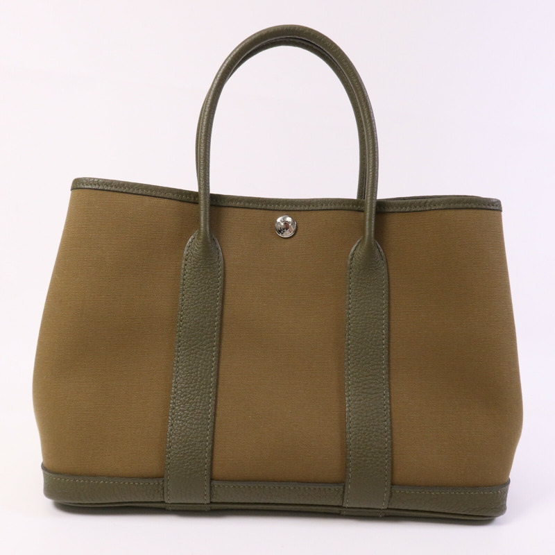 HERMES 帆布Garden Party TPM銀扣手挽袋Canopee-1