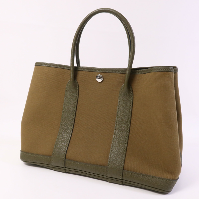 HERMES 帆布Garden Party TPM銀扣手挽袋Canopee-2