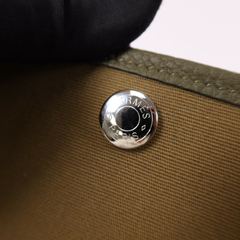 HERMES 帆布Garden Party TPM銀扣手挽袋Canopee-7