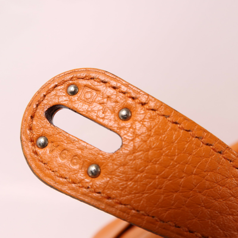 HERMES Clemence皮革Lindy 26銀扣手挽肩背兩用袋Orange-6