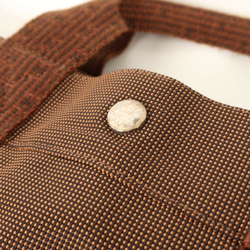 HERMES 帆布Her Line MM銀扣手挽袋Brown-7