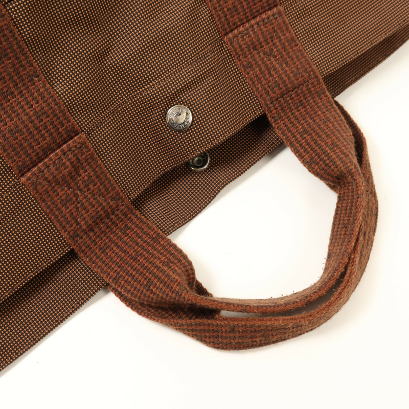 HERMES 帆布Her Line MM銀扣手挽袋Brown-8