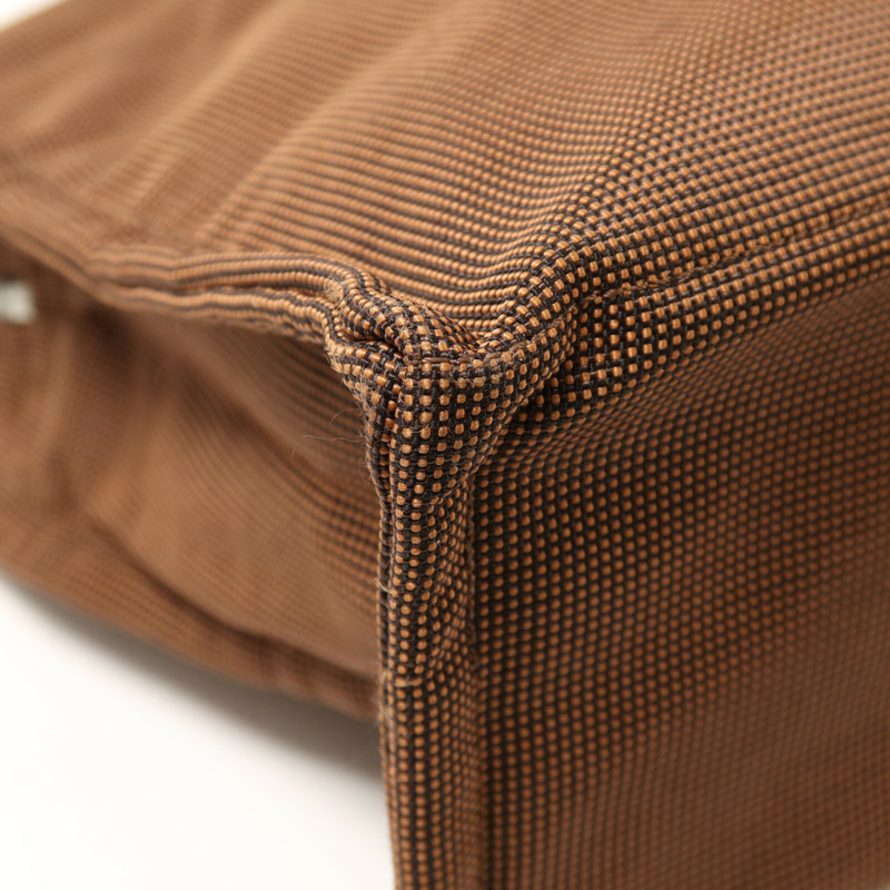 HERMES 帆布Her Line MM銀扣手挽袋Brown-9