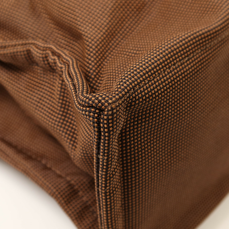 HERMES 帆布Her Line MM銀扣手挽袋Brown-11