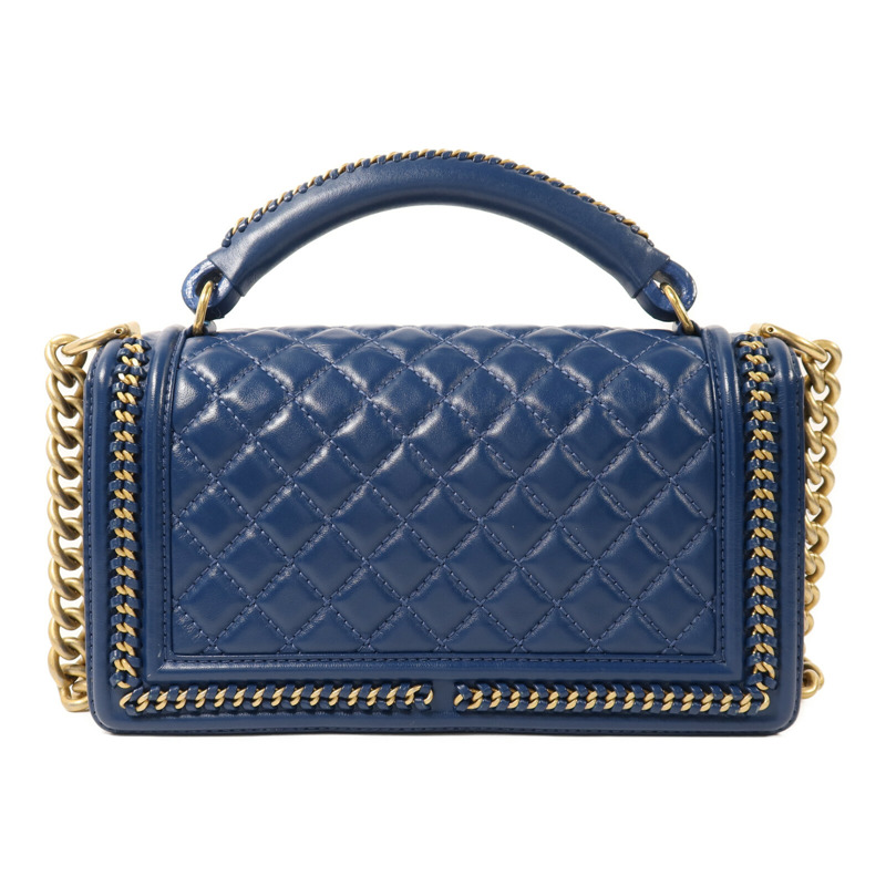 CHANEL 羊皮皮革Boy 25金扣鏈帶肩背袋-1