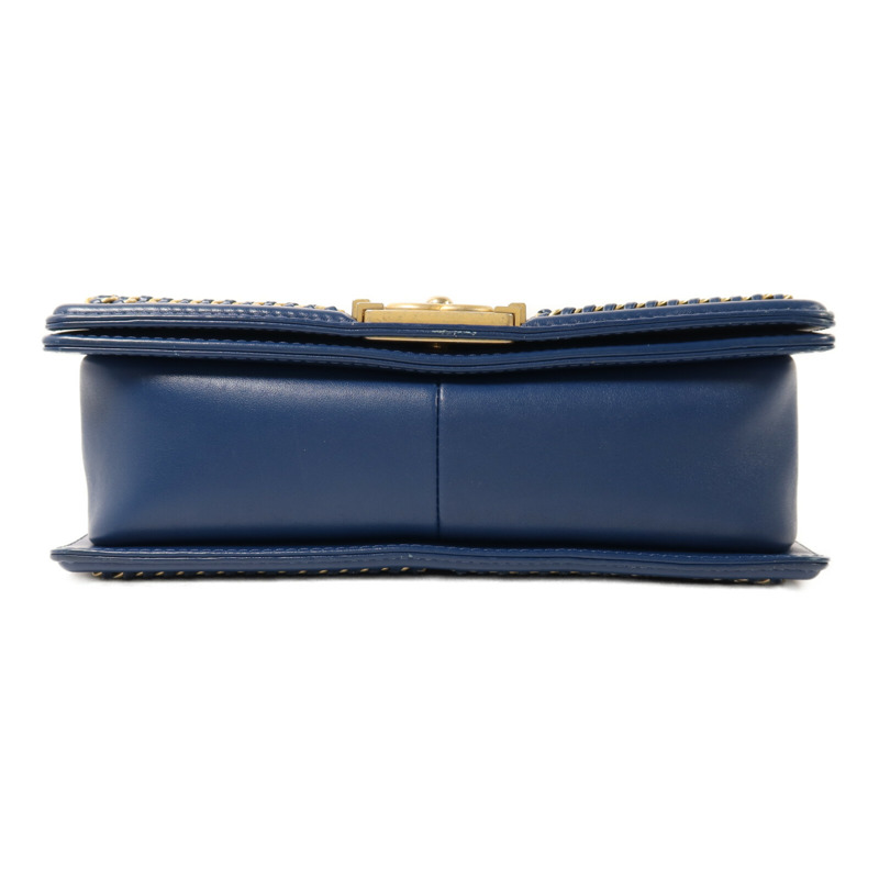 CHANEL 羊皮皮革Boy 25金扣鏈帶肩背袋-3