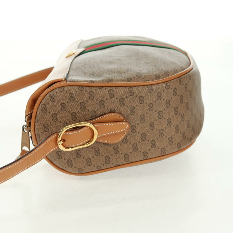 【日本直送】GUCCI Micro GG Supreme Web Sherry Line Bag PVC Beige 001 084 4001 Auth ki6415A-2