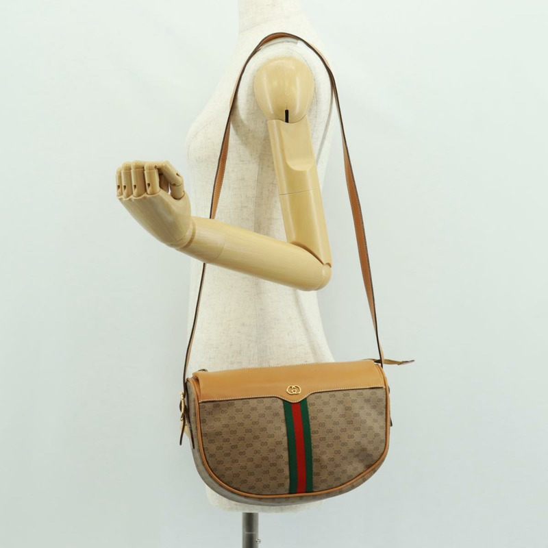 【日本直送】GUCCI Micro GG Supreme Web Sherry Line Bag PVC Beige 001 084 4001 Auth ki6415A-22