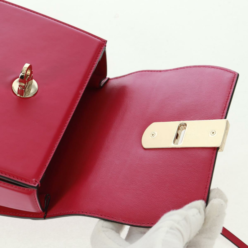 【日本直送】Salvatore Ferragamo Gancini 手提包 皮革 粉紅色 金飾 正品 166464M-8